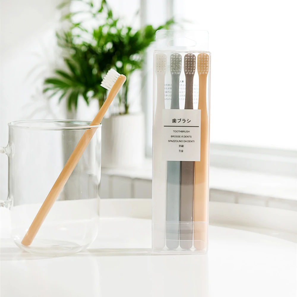 4 шт./компл. зубные щетки с мягкой щетиной для жениха головные уборы, маленькие размеры, Зубная щётка мульти-Цвет электрическая зубная щетка Портативный дорожные Экологичные зубная щетка уход за полостью рта