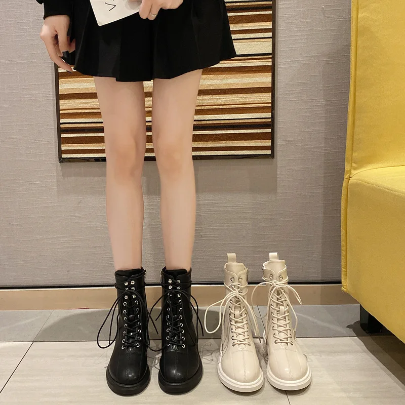 

Low Heels booties Brand Women's Shoes Ankle Boots Zipper Round Toe Booties Ladies Bootee Woman 2020 Clogs Platform Fashion
