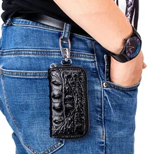 Универсальная мужская сумка для ключей в деловом стиле из натуральной кожи с узором «крокодиловая кожа», многофункциональная Большая вместительная сумка для ключей с дистанционным управлением