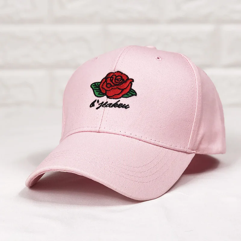 Pink Новинка, розовая бейсболка s, Женская Бейсболка, летняя бейсболка с цветочной вышивкой, изогнутая Весенняя бейсболка s, Мужская бейсболка в стиле хип-хоп - Цвет: Pink