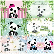 

Newborn Baby Shower Boy Or Girl Birthday Panda Photography Backdrop Photocall Bamboo Flower Party Decor Photographic Background