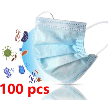 

100pcs Face Mouth Disposable Mask 3 Protect Layers Filter Earloop Non Woven Mouth Dustproof Mask Shipping within 12hours