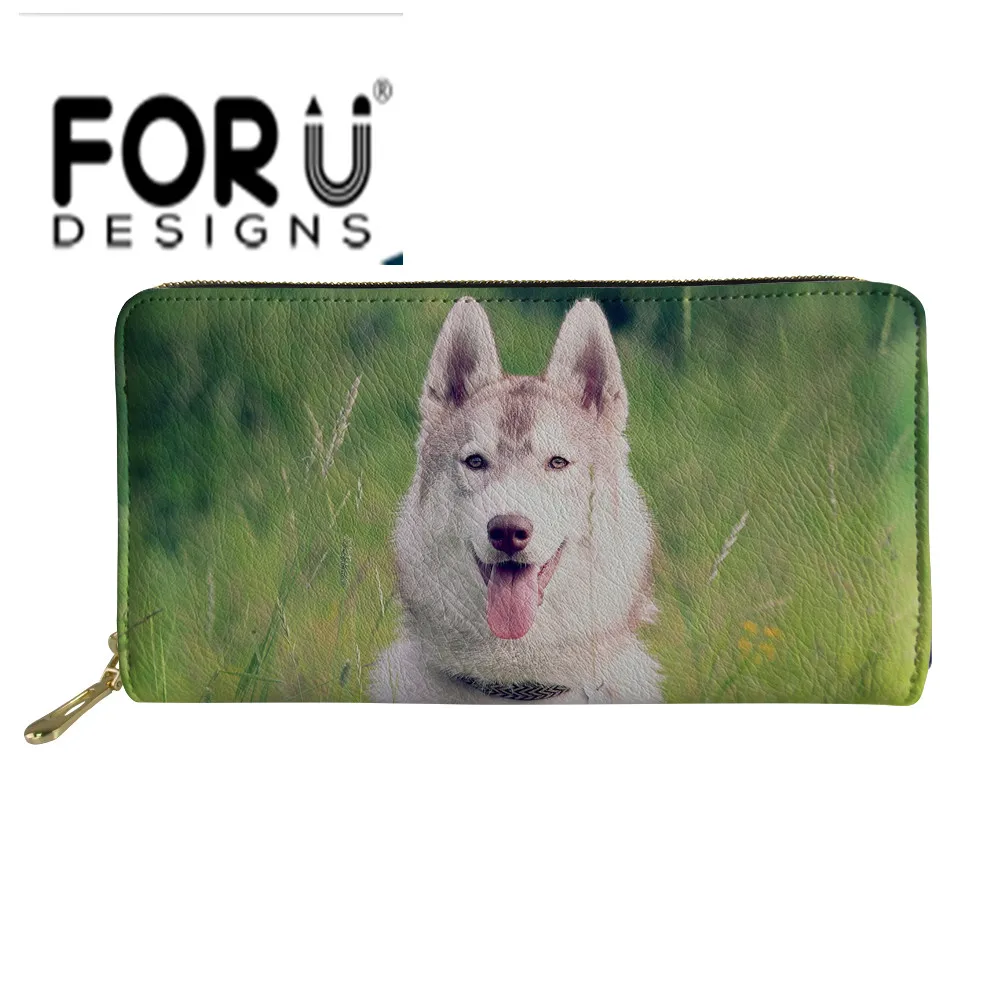 KEA90036Z21 FORUDESIGNS/прекрасный с принтом "Хаски" из искусственной кожи кошелек женский длинный бумажник держатель для карт, с отделение для монет на молнии женская кожаная обувь женские кошельки для Новинки для женщин - Цвет: KEA90036Z21