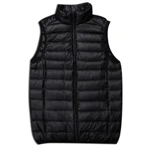 Мужской жилет размера плюс, S-3xL, зима, мужской пуховый жилет, Повседневный, черный, легкий, модное пальто, воротник-стойка, одноцветная, теплая верхняя одежда