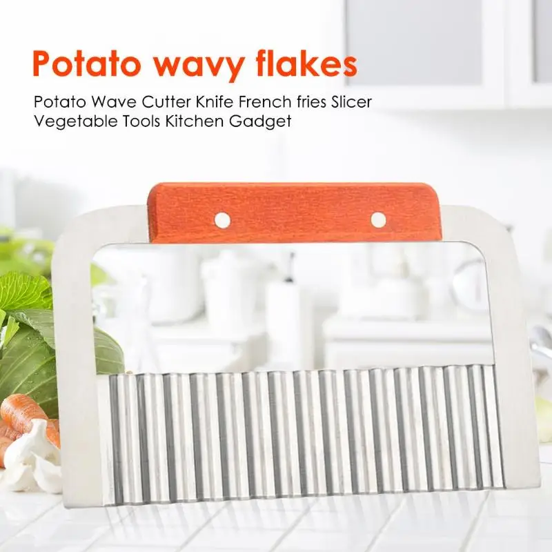 Stainless Steel Potato Wave Knife Using Ergonomic Design Easy to Use Fruits Vegetable Chip Cutter Kitchen Accessory