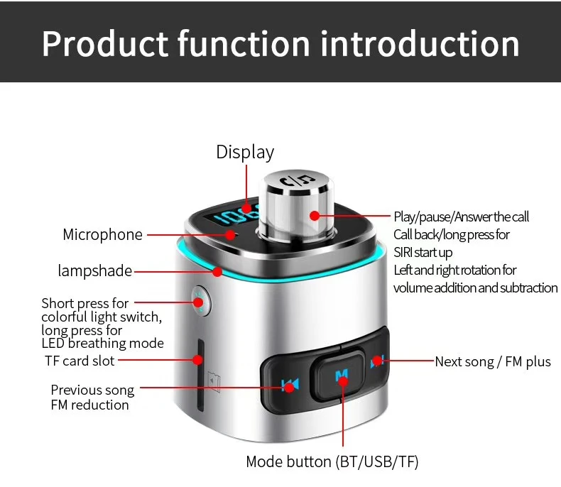Автомобильное USB зарядное устройство Quick Charge 3,0 Dual USB QC3.0 Mp3 плеер атмосферное освещение автомобиля зарядное устройство для мобильного телефона Iphone samsung HUAWEI