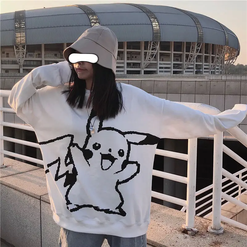 Pokemon Hoodies Women Winter Plus Velvet Thicken Pikachu Korean Style Fashion Harajuku Student Streetwear Pikachu Sweatshirt Pokemon Hoodies Women Winter Plus Velvet Thicken Pikachu Korean Style Fashion Harajuku Student Streetwear Pikachu Sweatshirt