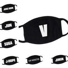 Imixlot Kpop Bangtan хлопковая Пылезащитная маска для рта и лица белая "V" JIN "" JIMIN "" SUGA "J-HOPE" буквы черные маски для унисекс