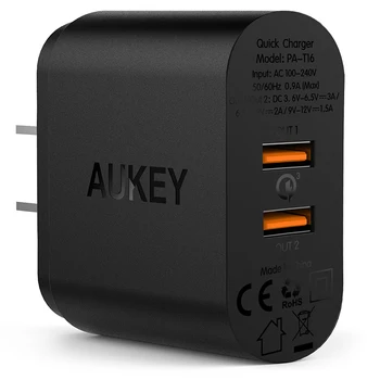 

Aukey US Plug 36W USB Charger Dual USB Port with Quick Charge 3.0 For Phone Adapter for Mobile Tablet Portable USB Wall Charger