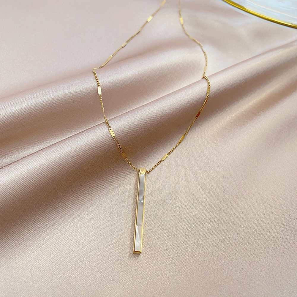 Shell titanium steel necklace simple ins style clavicle chain trendy niche temperament | Украшения и аксессуары