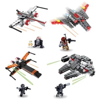 

4 IN 1 X-Wing Fighter Millennium Star 7 The Force Awakens Awakening Wars Building Block Brick compatible with Iego Fighter Toys
