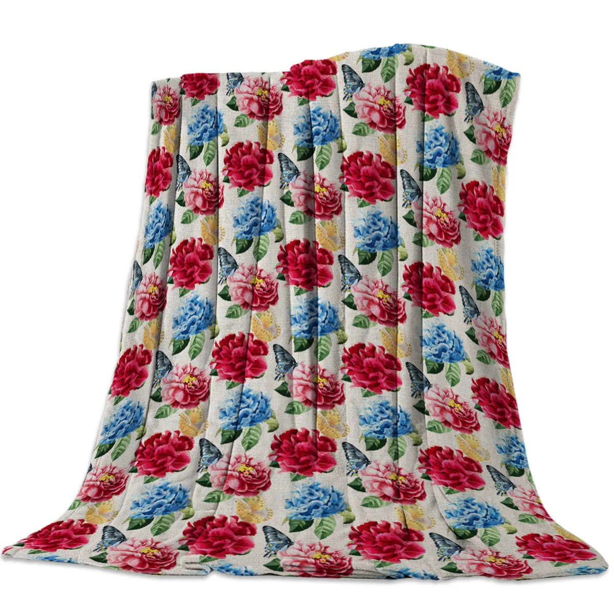 Colorful Peony Flower Butterfly New Soft Flannel Blanket Office Siesta Sofa Bed Bedroom Supplies | Дом и сад