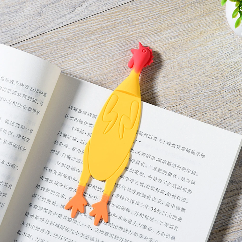 

Bookmark 2020 New Creative Screaming Chicken Yellow Bookmarks Silicone Office Stationery School Supplies for Books hx1122