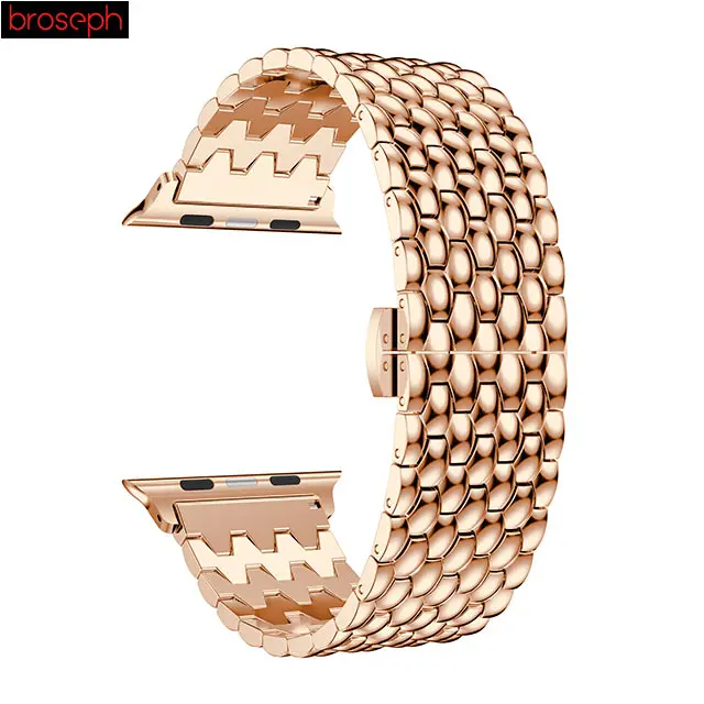 Rose Gold Ремешок для наручных часов Apple Watch Series 4 40 мм 44 Нержавеющая сталь часы ремешок для iwatch, версия 1, 2, 3, ремешок 38 мм 42 мм браслет пояса - Цвет ремешка: Rose Gold