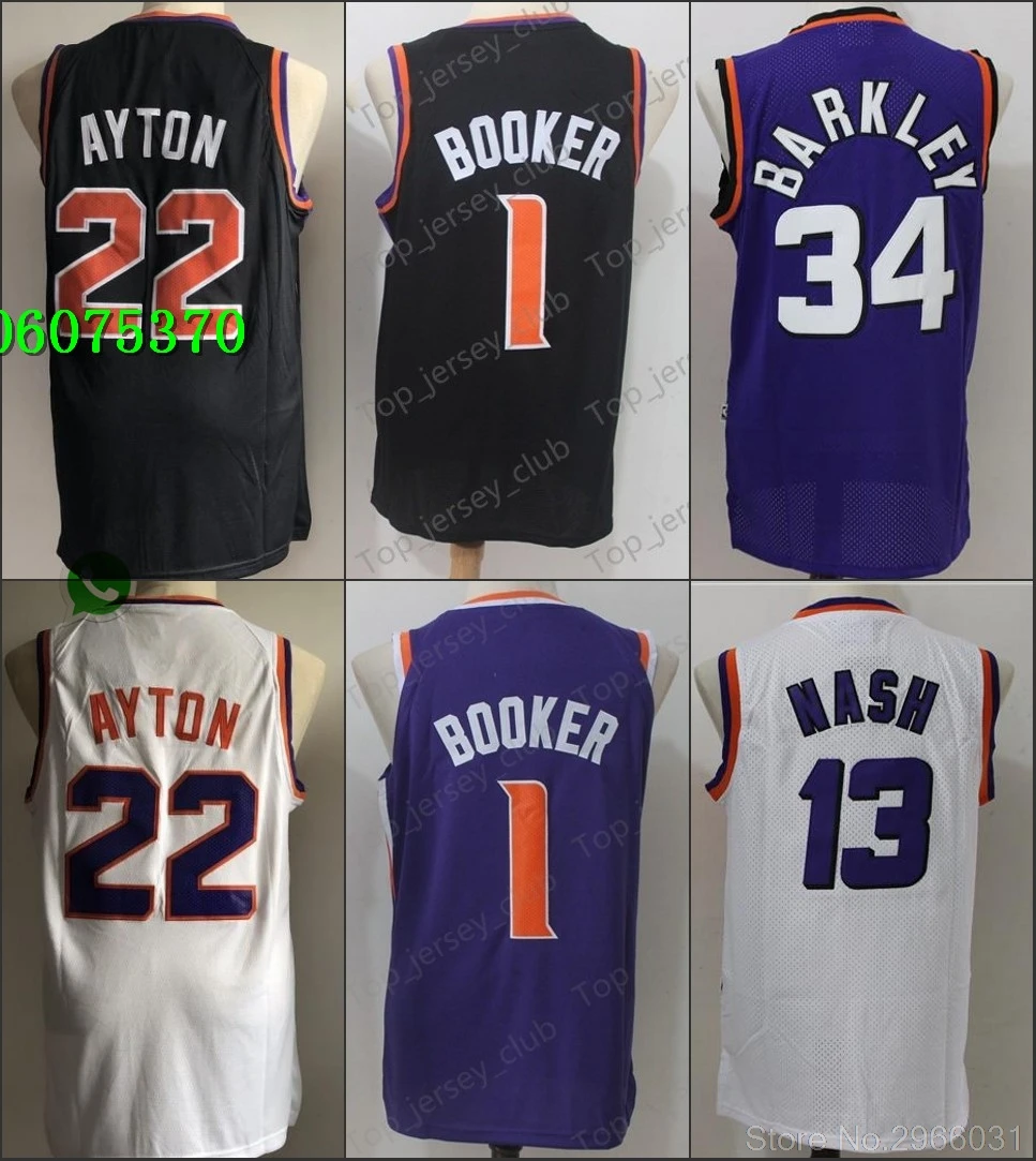 А+++ Феникс Мужская футболка#1 DEWIN Booker 13 Steve Nash 20 Josh Jackson 22 DeAndre Ayton 34 Charles Barkley