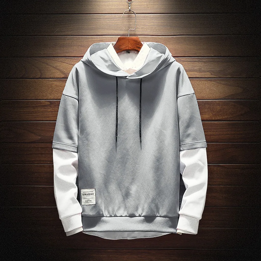 

Feitong Streetwear Sweatshirt Men New Style Long Sleeve Hoodies Guard Simple Letters Printed Patchwork Male Hoodie Men