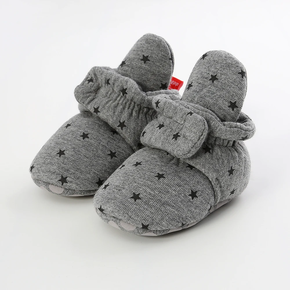 Для новорожденных мальчиков и девочек от 0 до 18 месяцев; мягкая детская кроватка; зимняя теплая зимняя обувь для малышей - Цвет: Dark Grey Star