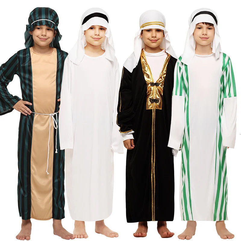 

Halloween costume New Year's Eve carnival dress Arab dress keffiyeh mantle chief tribe kid's costume white party