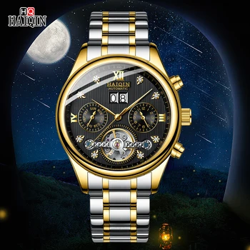 

2020HAIQIN Automatic Mechanical Mens Watch Stainless Steel Waterproof Watches Man Luxury Tourbillon Business Clock Reloj hombres