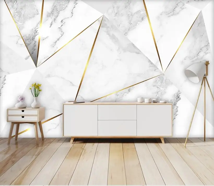 

Bacal custom 3D wallpaper mural modern geometric abstract jazz white marble living room bedroom background wall huda beauty