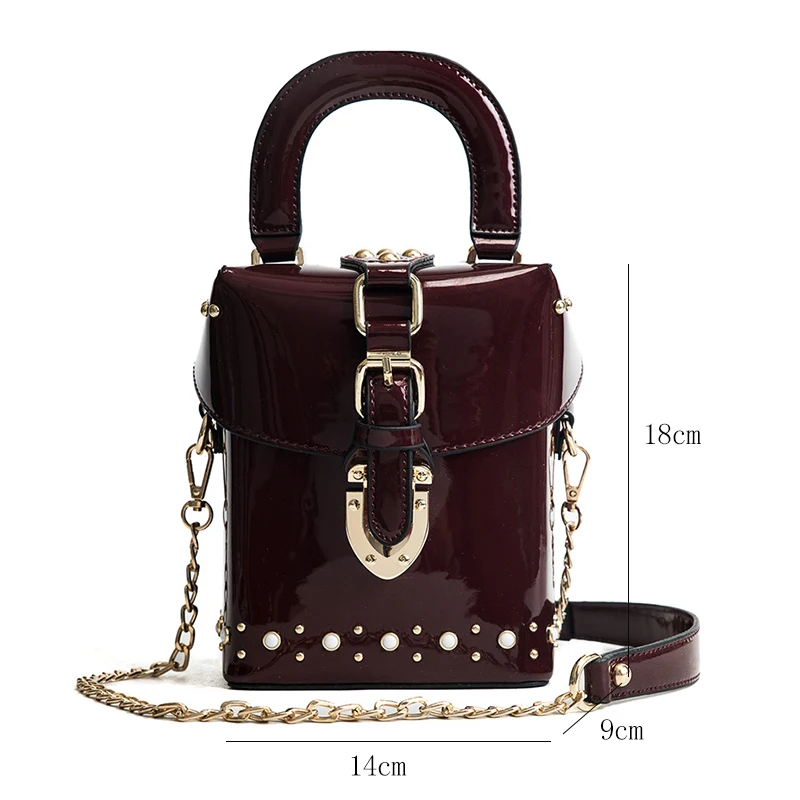 WOBAG New High Quality Women Patent Leather Cube Box Handbag Female Mini Diamond Simple Chain Shoulder Messenger Bag