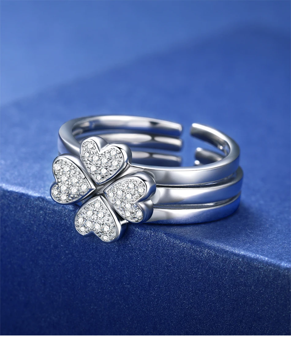 S925 Silver Trinity Clover Lucky Ring(Adjustable Size