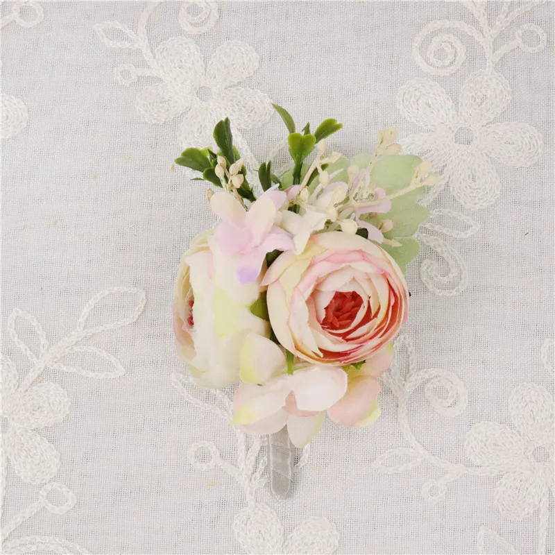 boutonniere-G Букет невесты Мода Высокое качество для девочек наручные корсаж свадебная бутоньерка искусственный Шелковая Роза украшение для свадьбы с декоративным цветочным рисунком и ленточной перемычкой под пальцы браслет для выпускного вечера вечерние свадебные бутоньерка - Цвет: boutonniere-G