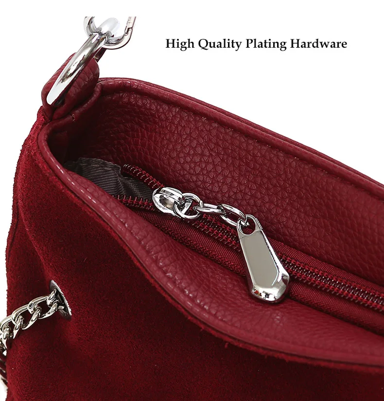 Faux Suede Handbag Luxury Brand Shoulder Bags for Women 2019 Tassel Bucket PU Leather Crossbody Bag Vintage Hobo Messenger Purse (9)