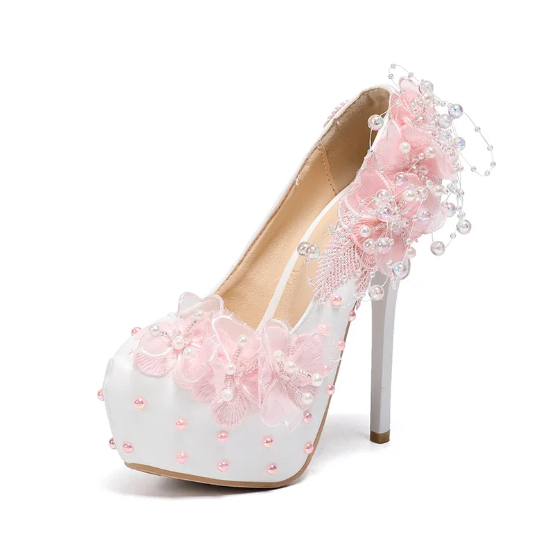 Кружевные женские туфли-лодочки; свадебные туфли; белые пикантные туфли на высоком каблуке 14 см; Туфли-лодочки; модельные туфли принцессы
