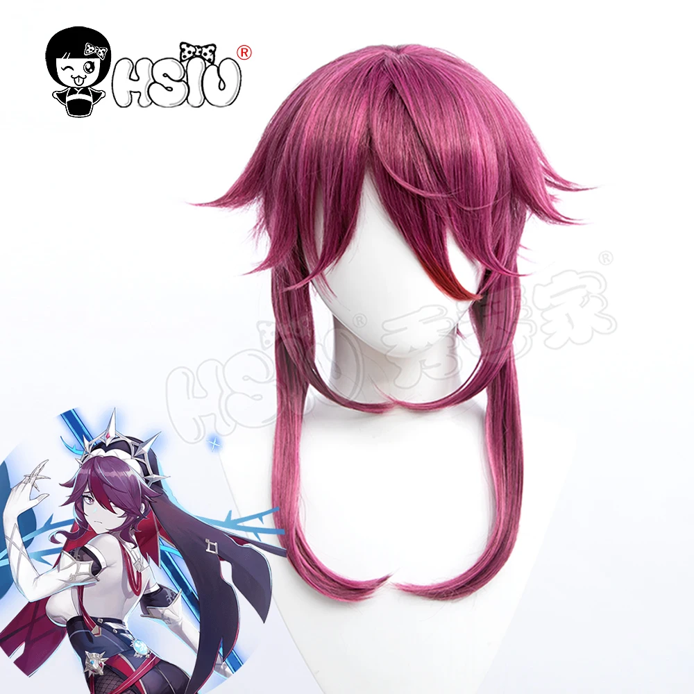 

Rosaria cosplay wig Game Genshin Impact cosplay 「HSIU 」Fiber synthetic wig Deep Fuchsia Mixed Color Long hair+Free Brand wig Cap