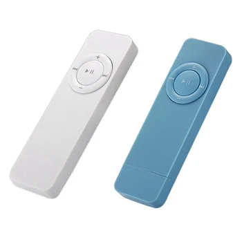 

2Pcs Portable USB Sport U Disk Mini Mp3 Music Player Support 32GB TF Card(White&Blue)