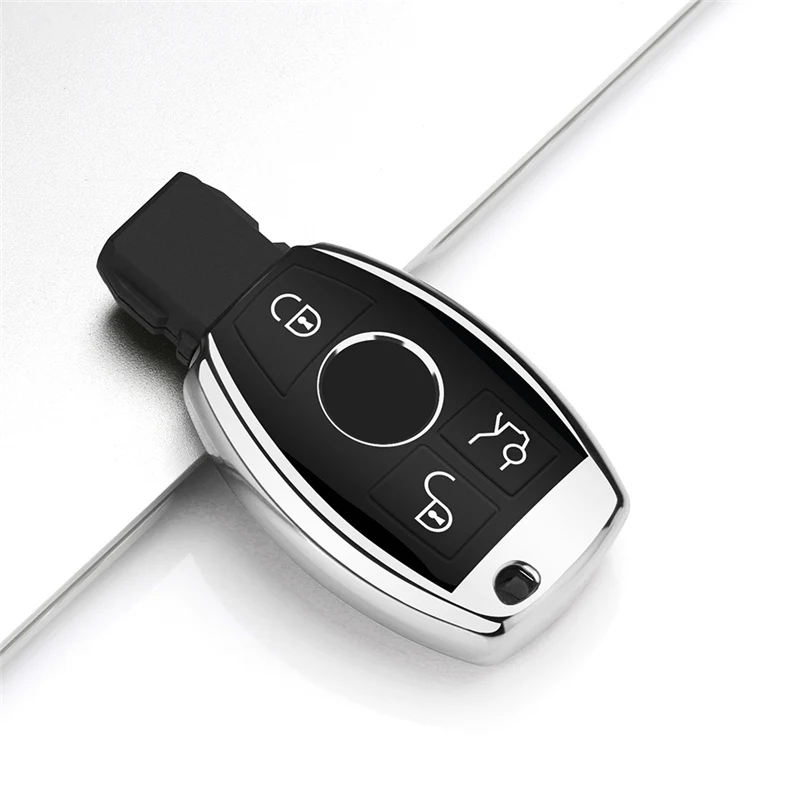 Мягкий ТПУ чехол для ключей автомобиля для Mercedes Benz W203 W210 W211 W124 W202 W204 W212 W176AMG аксессуары брелок - Название цвета: D-Silver