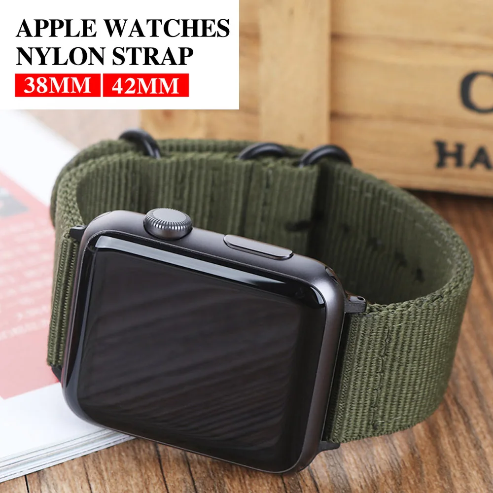 

Hot Sell Nylon Watchband for Apple Watch Band Series 5/4/3/2/1 Sport Leather Bracelet 42mm 44mm 38mm 40mm Strap For iwatch Band