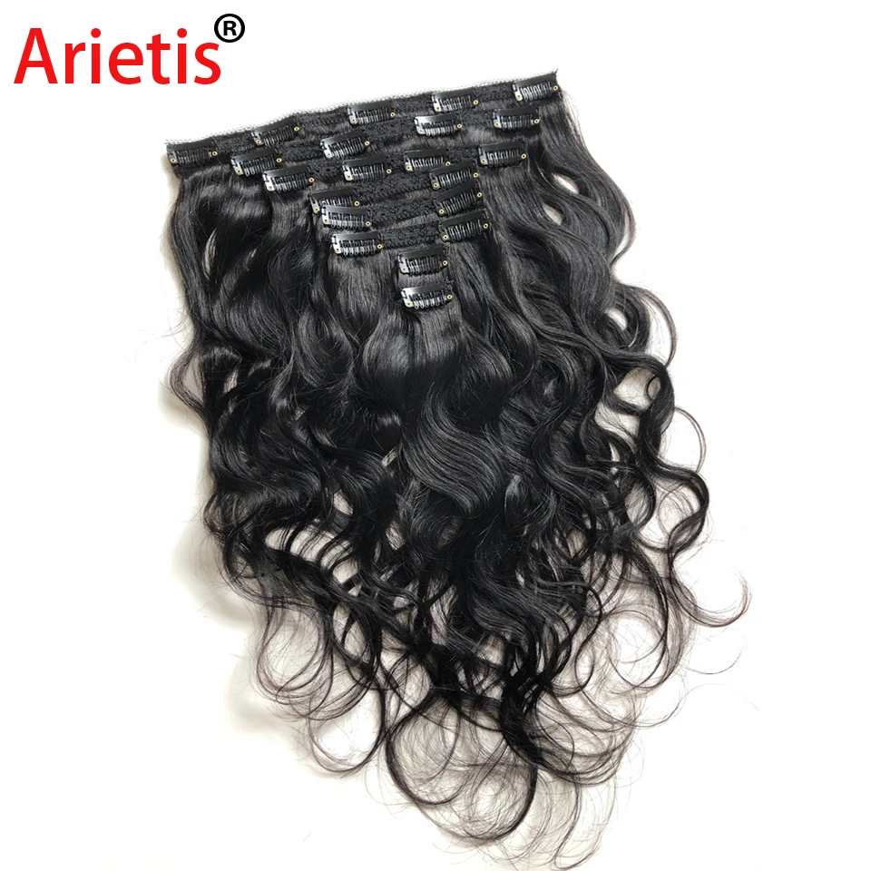 Arietis-extensiones de cabello humano para mujer, 8 unidades, 120g, 8-24 pulgadas, Color Natural, Remy, Color blanco