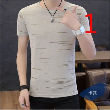 

Summer new short-sleeved t-shirt male Korean version of the self-cultivation trend youth thin section cotton casual handsome