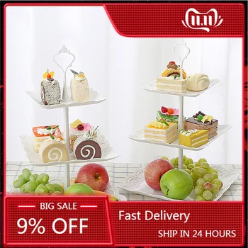 

3 Pcs/set Creative European PP Fruit Bowl Afternoon Tea Dessert Plate Three-tier of Fruit Basket Tray Cake Tray Decor for Gift