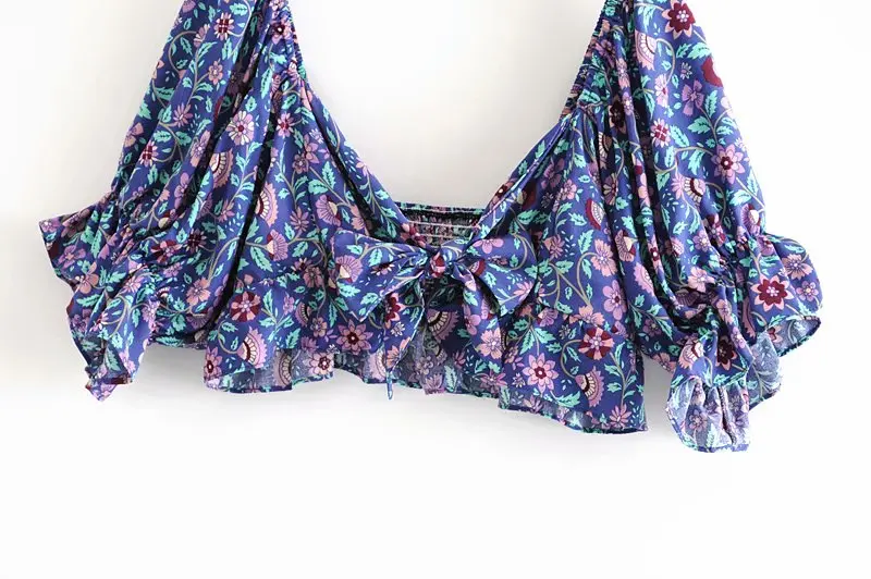 Boho chic хиппи Для женщин цветочный принт пляж без рукавов Пояса Обрезанные Топы богемный электический лук вискоза жилет короткие топики