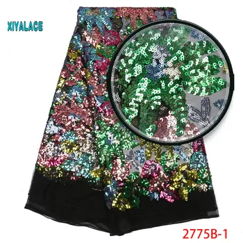 

African Lace Fabric Luxury High Quality French Organza Lace Fabric 2019 New Arrival Sequins Lace Fabrics For Wedding YA2775B-1