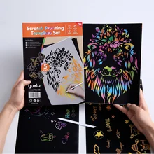 Painting-Papers-Template-Set Art-Craft Scratch-Art DIY Drawing-Toys Building-Animals