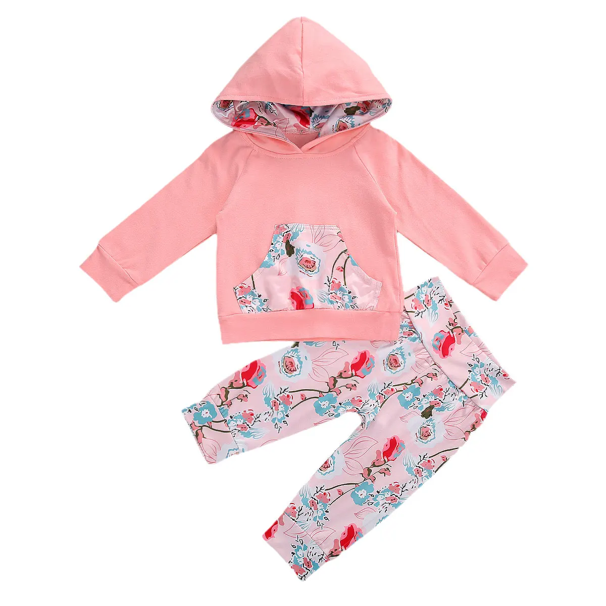 3M-3Y Toddler Kid Baby Girl Clothes Set Autumn Hooded Long Sleeve T shirt Flower Pants 2Pcs Outfits | Мать и ребенок