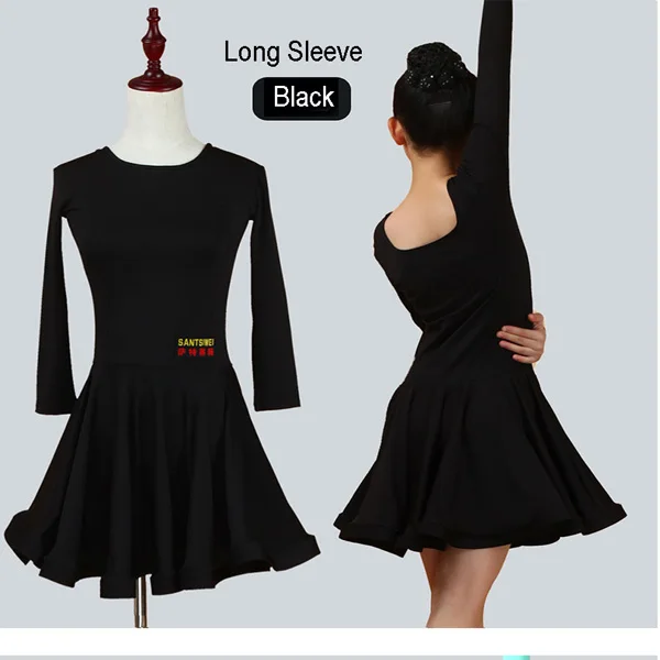 Long Sleeve Black Новинка; платье для бальных танцев для девочек; платье для танго; Детский костюм для латинских танцев; одежда для латинских танцев; распродажа - Цвет: Long Sleeve Black