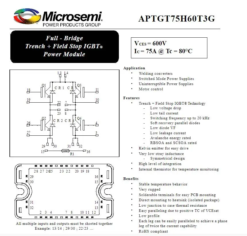 Новинка, APTGT35H120T3G APTGT25X120T3G APTGT75A120T1G APTGT75H60T3G APTGT50H60T3G APTGT100DH60TG