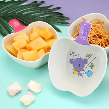 

8 Colors Children's Tableware Environmental Protection Baby Cartoon Bowl Kids Baby Feeding Bamboo Fiber Dinner Plate