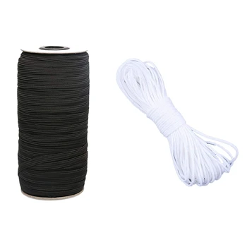 

Black 160-Yards Length 1/8 Inch Width Braided Elastic Cord & White Cord Elastic Strap, 1/8-Inch (m