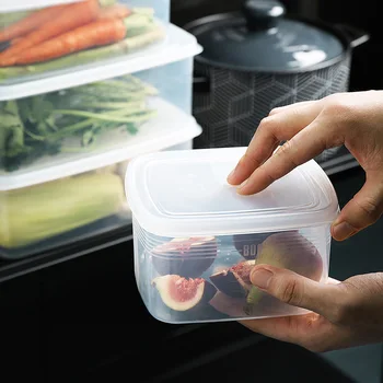 

Kitchen Refrigerator Multifunctional Storage Box Plastic Fruit and Vegetable Dried Fruit Sealed Square Storage Box 1.2L Square C