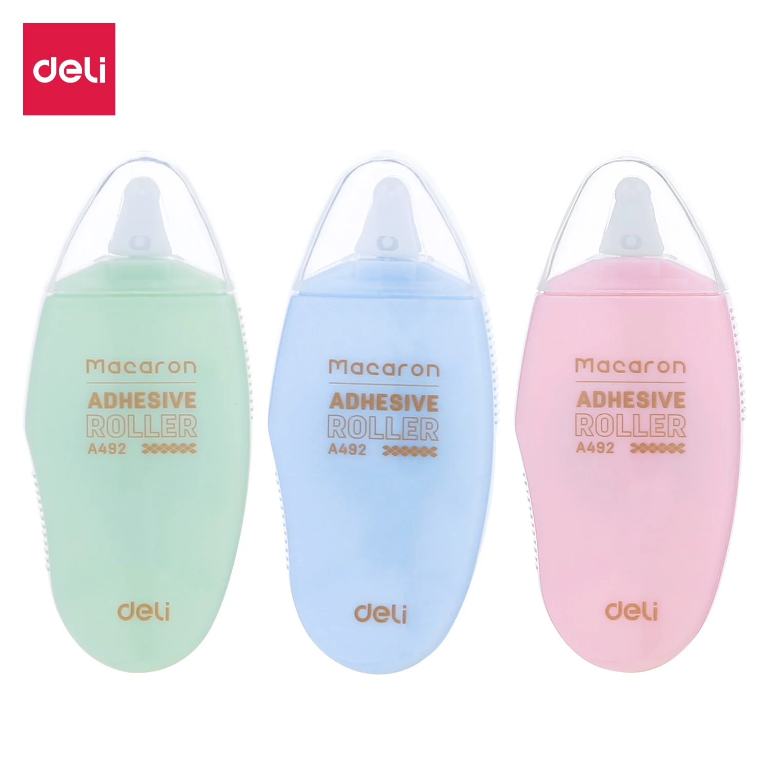 DELI-Rodillo de cinta adhesiva transparente de doble cara, accesorio de papelería para escuela y oficina, Color macarrón, 3 unids/lote, 49201