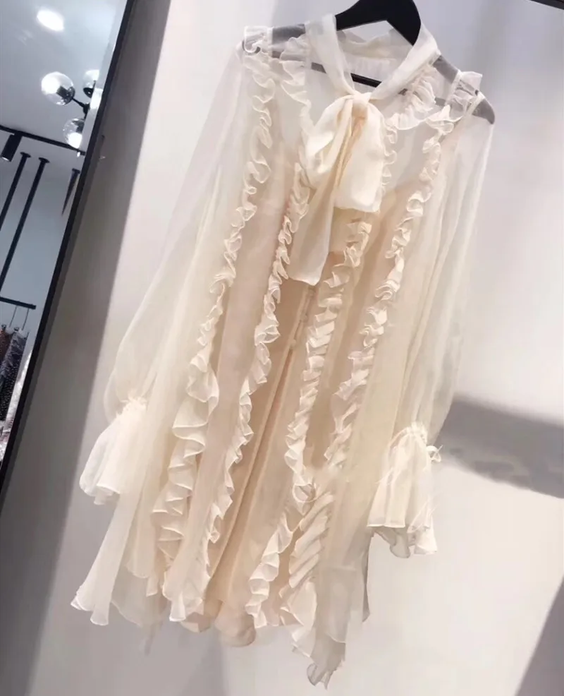 Белое платье с рюшами Boho Zimm для подиума, v-образный вырез, бант, сексуальное пляжное дизайнерское винтажное шифоновое летнее платье, женское элегантное платье