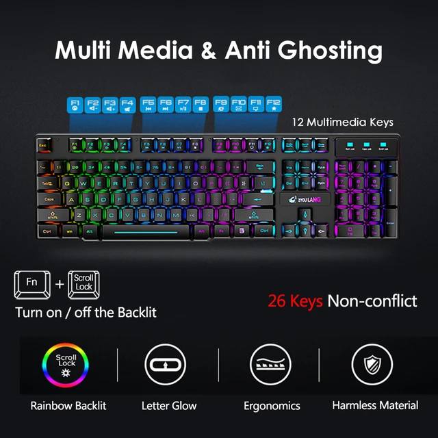MAMBASNAKE K620 Wireless Gaming Keyboard & Mouse Combo,Mechanical Feel