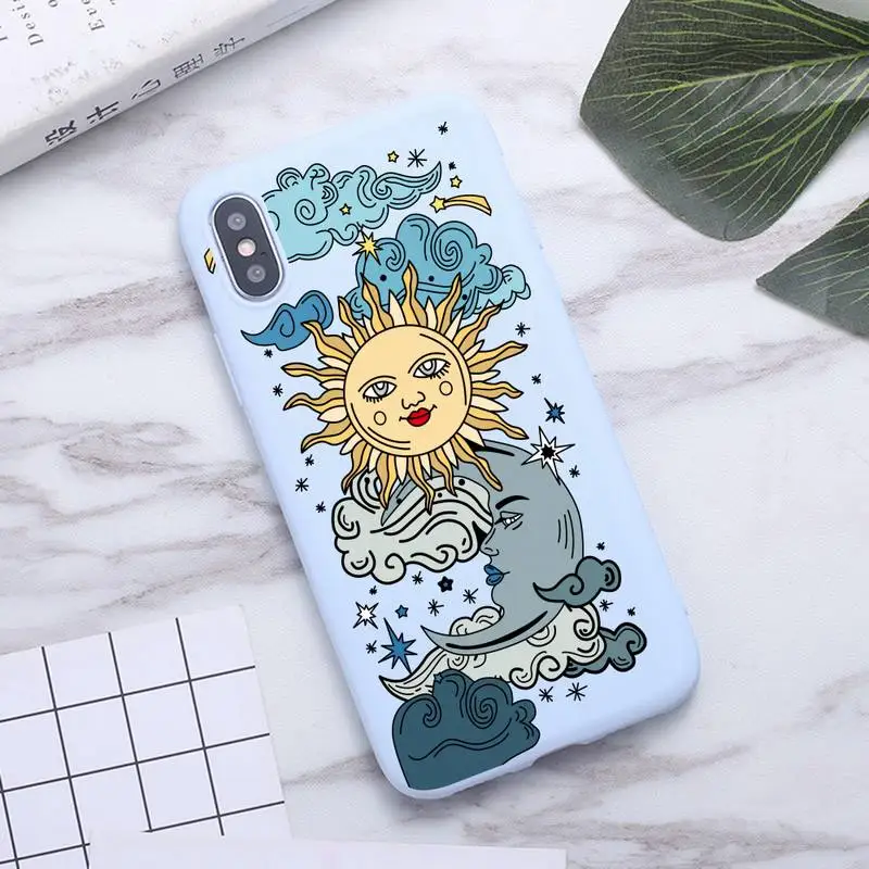 

Fashion Sun Moon Face Shockproof Phone Case for iPhone 11 Pro Max X XR XS 8 7 6s Plus Candy purple Silicone Cases