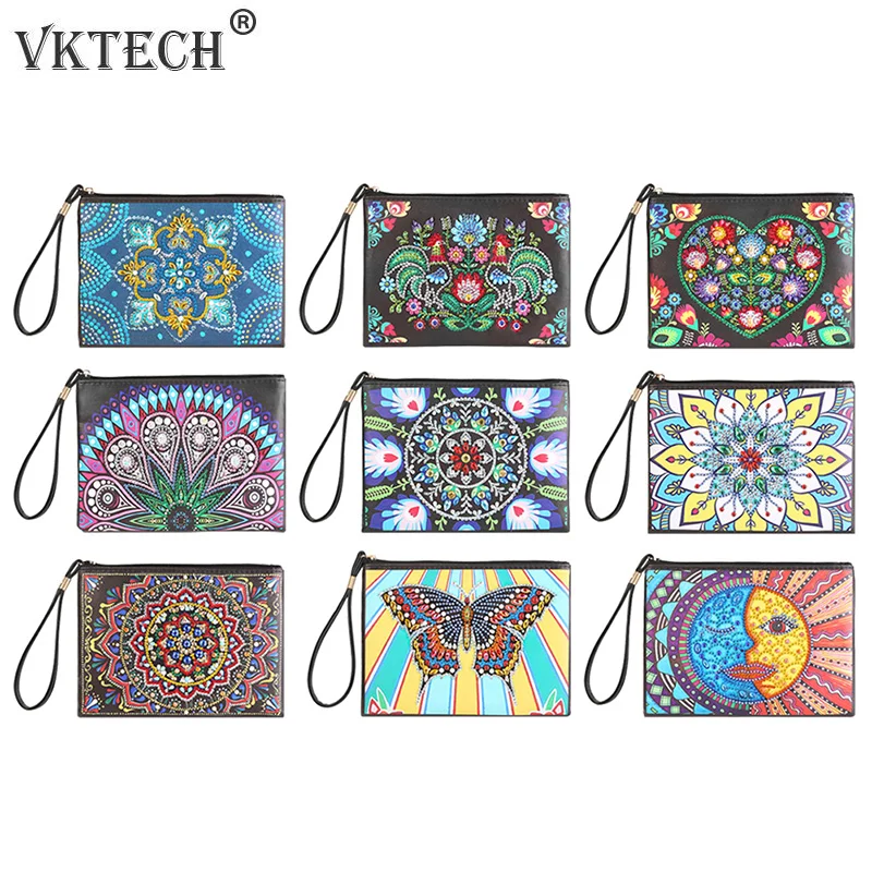 

DIY Mandala Special Shaped Diamond Painting Wristlet Clutch Zipper Wallet Diamond Embroidery Cross Stitch Wallet Women Gift